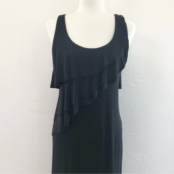 ⭐️Calvin Klein⭐️Black 54" Long Maxi Sleeveless Ruched Beach Evening Dress Size 6 - Picture 6 of 16